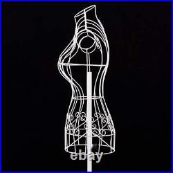Female Metal Steel Wire Mannequin Dress Form for Sewing Display White