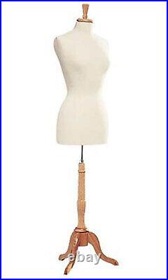 Female Off White Jersey Dressmaker Form Includes Base, Form, and Finial