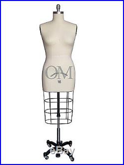 Female Professional Dress Form Mannequin with Collapsible Shoulders Size 16 Made