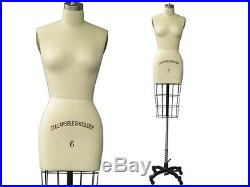 Female Professional Pro Half Body Dress Form Mannequin Size 6 withHip+ARM