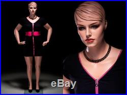 Female Realistic Full Body Plus Sized Mannequin with Molded Hair and Base