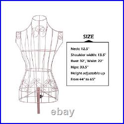 Female Rose Gold Metal Steel Wire Mannequin Dress Form for Sewing Display