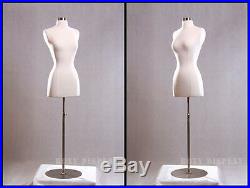 Female Size 2-4 Mannequin Dress Form Hard Form White #F2/4W+BS-04