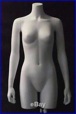 Female Torso Mannequin 3/4 Headless Body Matte White With Metal Stand