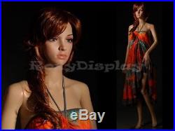 Female Unbreakable Plastic Display Mannequin Head Turns Dress Form G3 + FREE WIG