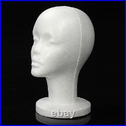 Female White Styrofoam Foam Mannequin Manikin Head Stand Hat headphones Wig, US