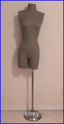 Female Women Mannequin Torso Dress Form Display With Metal base, grey color