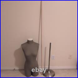 Female Women Mannequin Torso Dress Form Display With Metal base, grey color