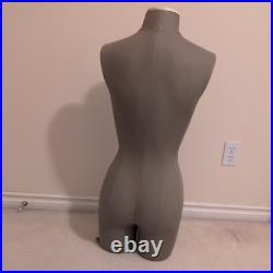 Female Women Mannequin Torso Dress Form Display With Metal base, grey color