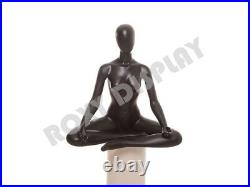 Female Yoga Style Fiberglass Mannequin Seated in OM #MC-YOGA01BK