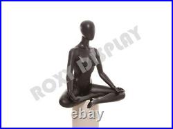 Female Yoga Style Fiberglass Mannequin Seated in OM #MC-YOGA01BK