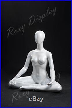 Female Yoga Style Fiberglass Mannequin Seated in OM #MD-YOGA01W