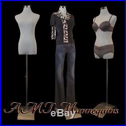Female display manikin dress form +1 cover+stand, White/black new torso-FB-51