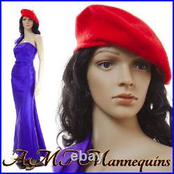 Female mannequin head and arms rotate, Realistic looking, Full body- Maddy+2Wigs