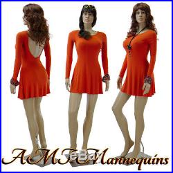 Female mannequin, sexy manquin, head rotate, dressform manikin-F22+2Wigs-Pickup