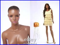 Female plastic mannequin durable, unbreakable dark African girl manikin- Tanya