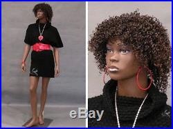 Fiberglass Pretty Black Female Mannequin Display Dress Form #MD-CCDR4+Free Wig