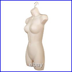 Flesh Female Mannequin Hip Long Hollow Back Body Torso Dress Form & Hanging Hook