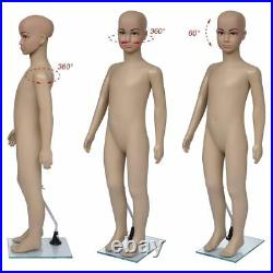Full Body Child Mannequin Realistic Shop Display Head Turns Dress Form with Base