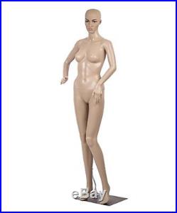Full Body Flesh Tone Female Realistic Display Mannequin Turnable Head + Base Wig