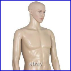 Full Body Male Mannequin Realistic Display Head Turns Dress Form with Base