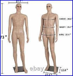 Full Body Realistic Mannequin Display Head Turns Dress Form with Base 73 Inches