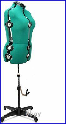 GEX 13 Dials Adjustable Dress Form Sewing Female Mannequin Torso Green Large