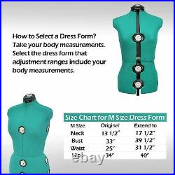 GEX 13 Dials Adjustable Dress Form Sewing Female Mannequin Torso Green Medium