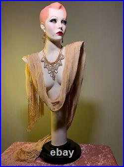 GRENEKER Mannequin Bust Jewelry Earring Hat Pedestal Display Female Vintage 80s