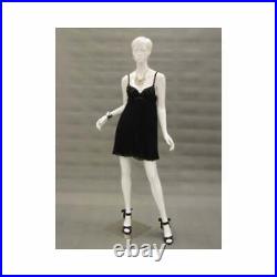 Glossy White Adult Female Fiberglass Fashion Mannequin with Face and Molded Hair