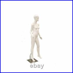 Glossy White Adult Female Fiberglass Fashion Mannequin with Face and Molded Hair