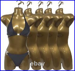 Gold Female Mannequin Injection Form Half Rounded Hip Long Body Torso Dress Form