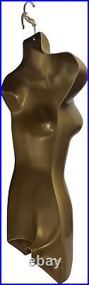 Gold Female Mannequin Injection Form Half Rounded Hip Long Body Torso Dress Form