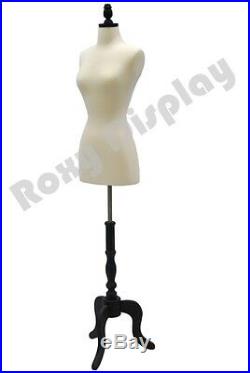 HIGH QUALITY! Size 2-4 Female Mannequin Dress Form+Wood Base FWPW-4 + BS-ATQ-BK