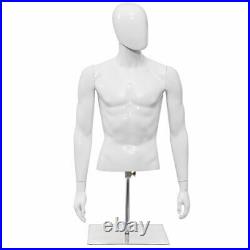 Half Body Mannequin Form Male Head Turn Display White