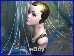 Hand-painted vintage old-fashioned head mannequin for wig jewelry earing display
