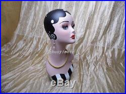 Hand-painted vintage old-fashioned head mannequin wig jewelry earing display