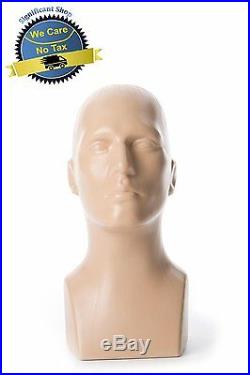 Head Mannequin Male Display Tabletop Stand Hat Scarf Glasses Wigs Realistic Wig