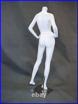 Headless Female Matte White Fiberglass Full Body Fashion Mannequin with Base