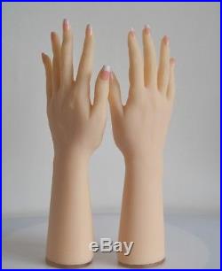 Lifesize soft silicone hand mannequin + posable skeleton 4 jewelry glove display