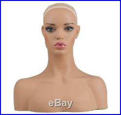 Luxury Realistic Female Fiberglass Mannequin Head Bust For Wigs/Jewelry/Glasses