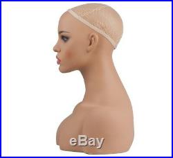 Luxury Realistic Female Fiberglass Mannequin Head Bust For Wigs/Jewelry/Glasses