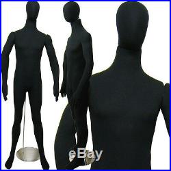 MN-407 BLACK Soft Flexible Bendable Posable Egghead Male Body Mannequin Form