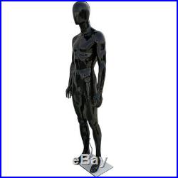 MN-439 Glossy Black Plastic Egghead Male Full Size Mannequin with Removable Head
