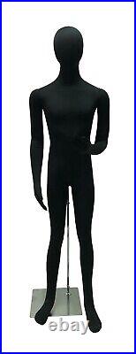 Male Adult Flexible Black Foam Mannequin Dress Form with Base and Removable Head