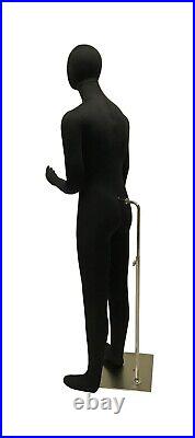 Male Adult Flexible Black Foam Mannequin Dress Form with Base and Removable Head