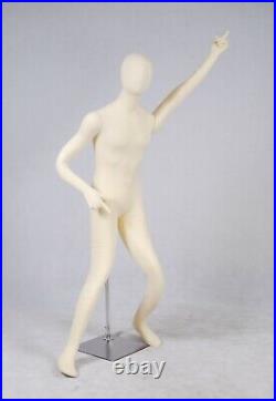 Male Adult Fully Flexible Foam Mannequin Dress Form with Base and Removable Head