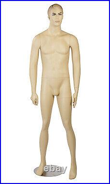 Male Caucasian Complexion Fiberglass Mannequin Height 6' 3½ With Base