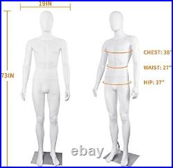 Male Dress Form Model Mannequin Full Body Adjustable 73 inch