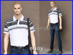 Male Fiberglass Realistic Mannequin with Molded Hair Dress Form Display #MZ-WEN8